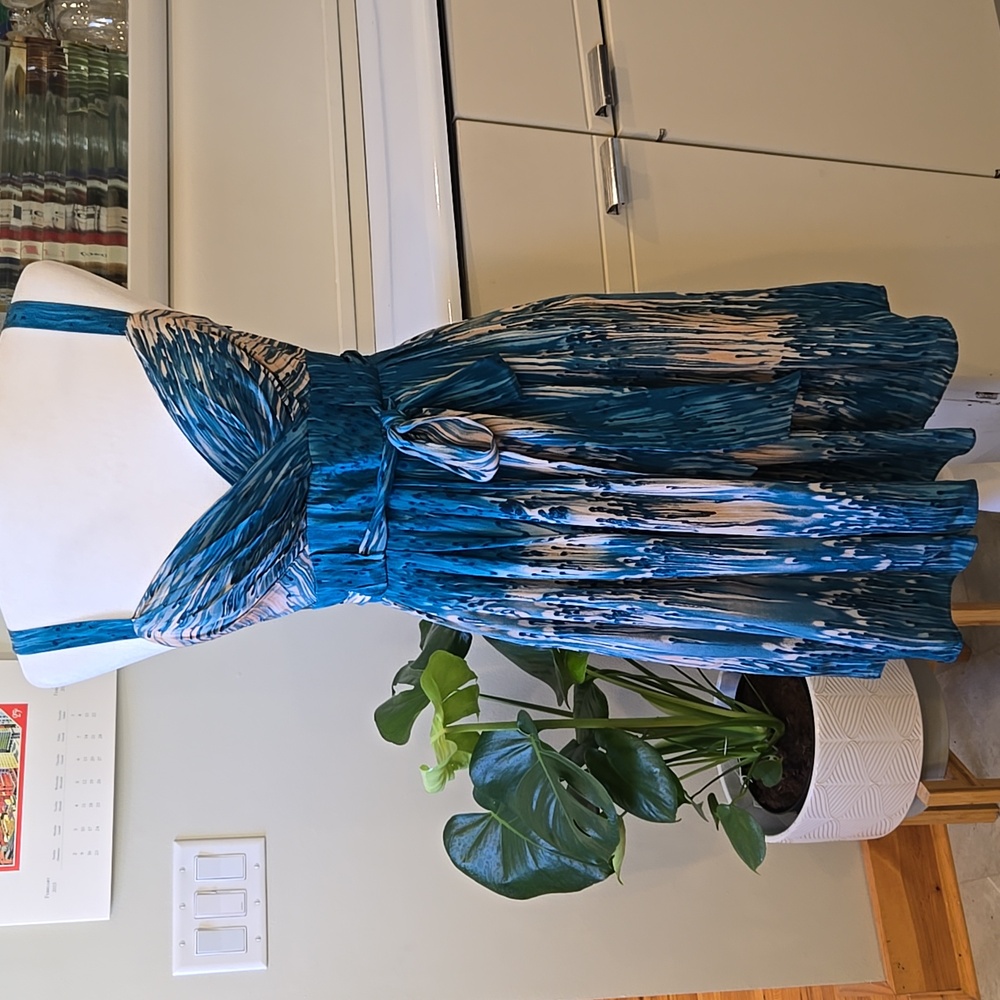 EUC Anthropologie Lil Teal Silk Dress Size 4